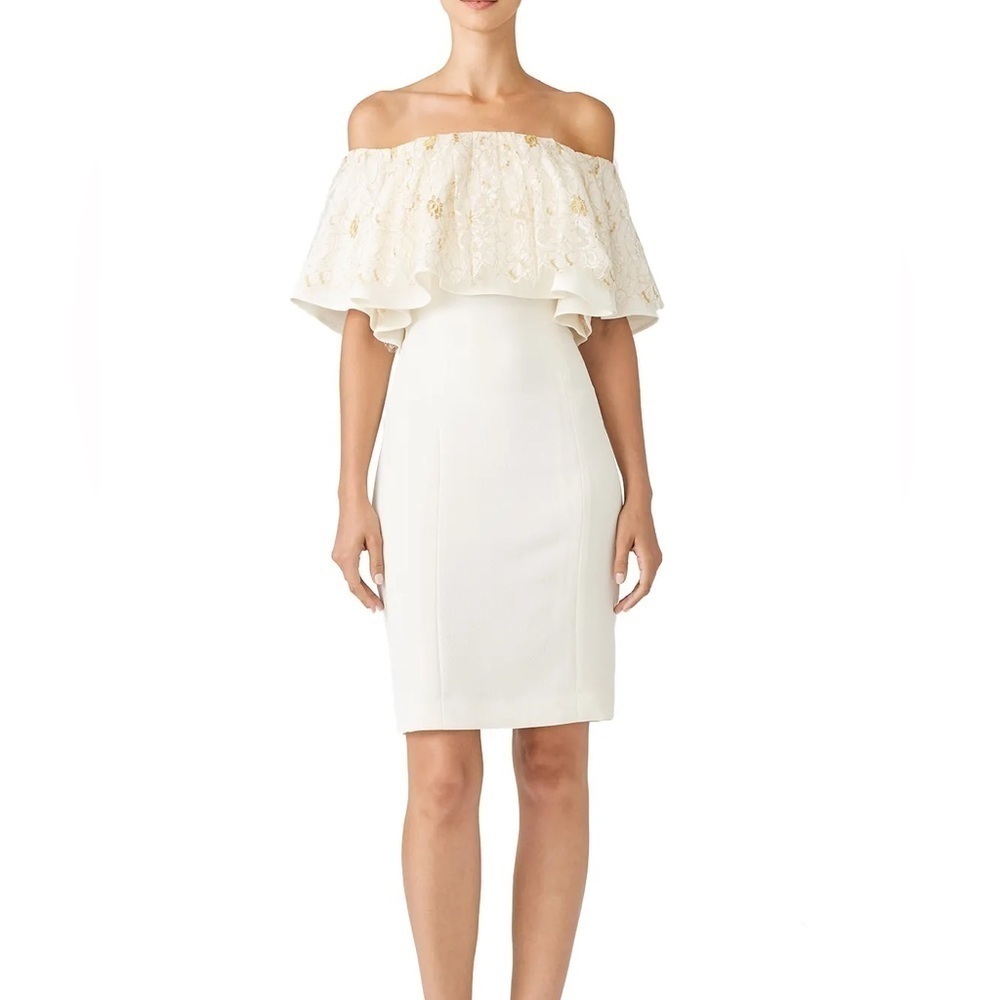 Slate & Willow Golden Iris Dress Off the shoulder Lace Ruffle